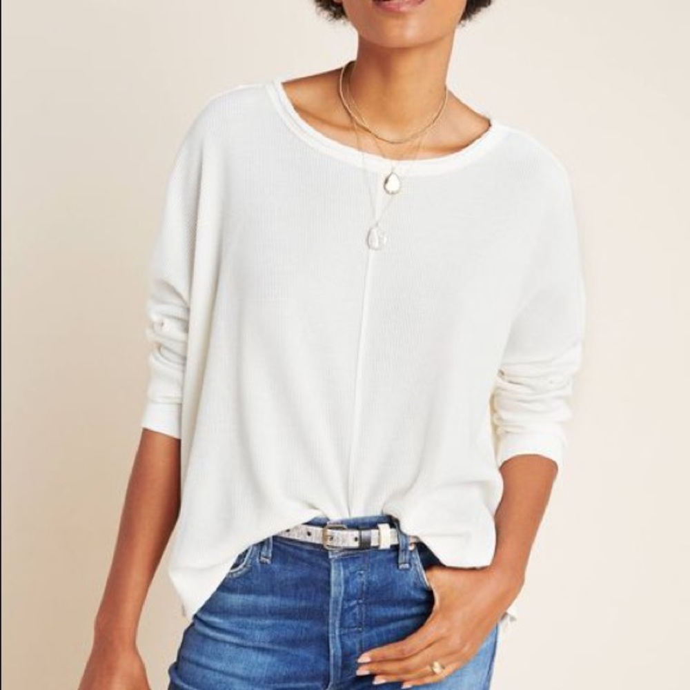 Norí Waffle Pullover - White